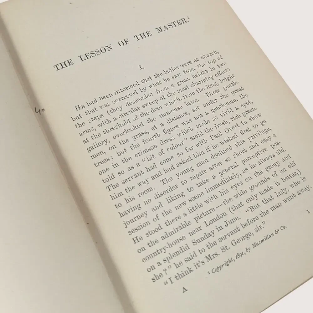 1892 The Lesson of the Master by Henry James Hardcover Book